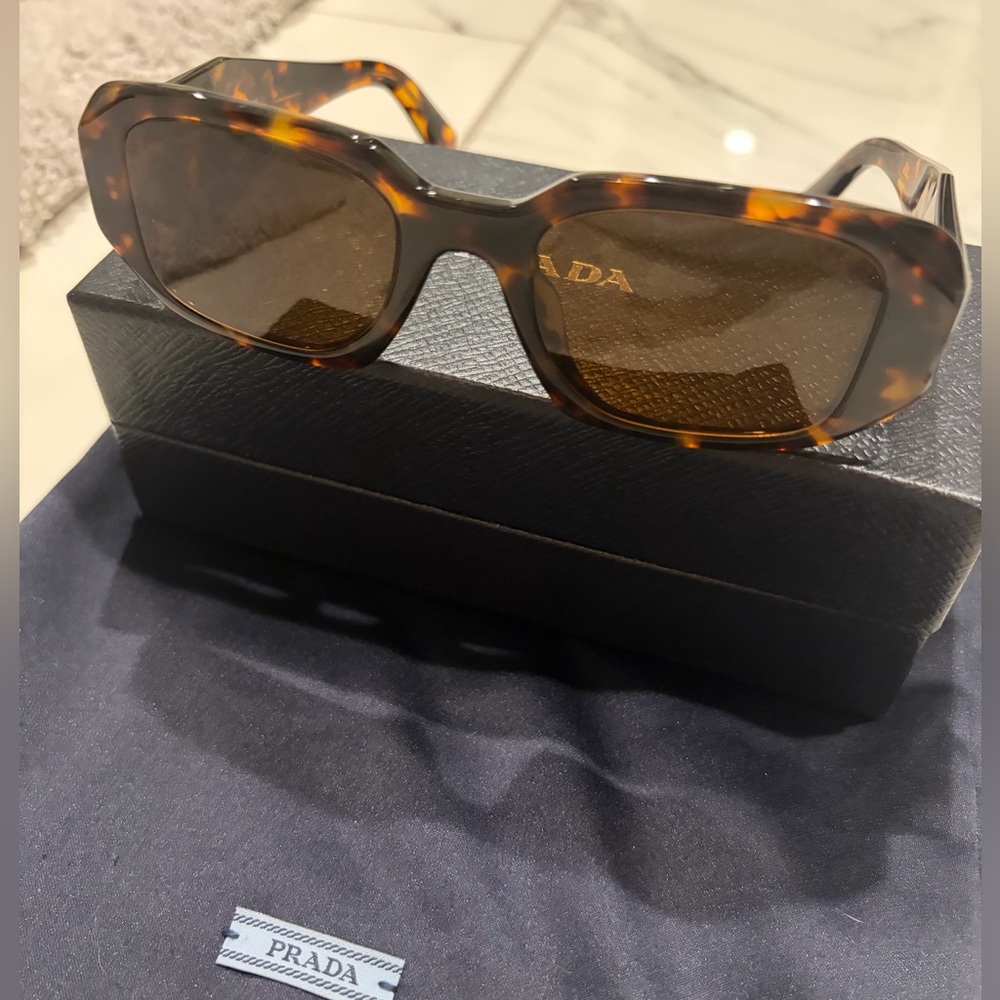 Prada Symbole Rectangular Sunglasses - Tortoise/Brown